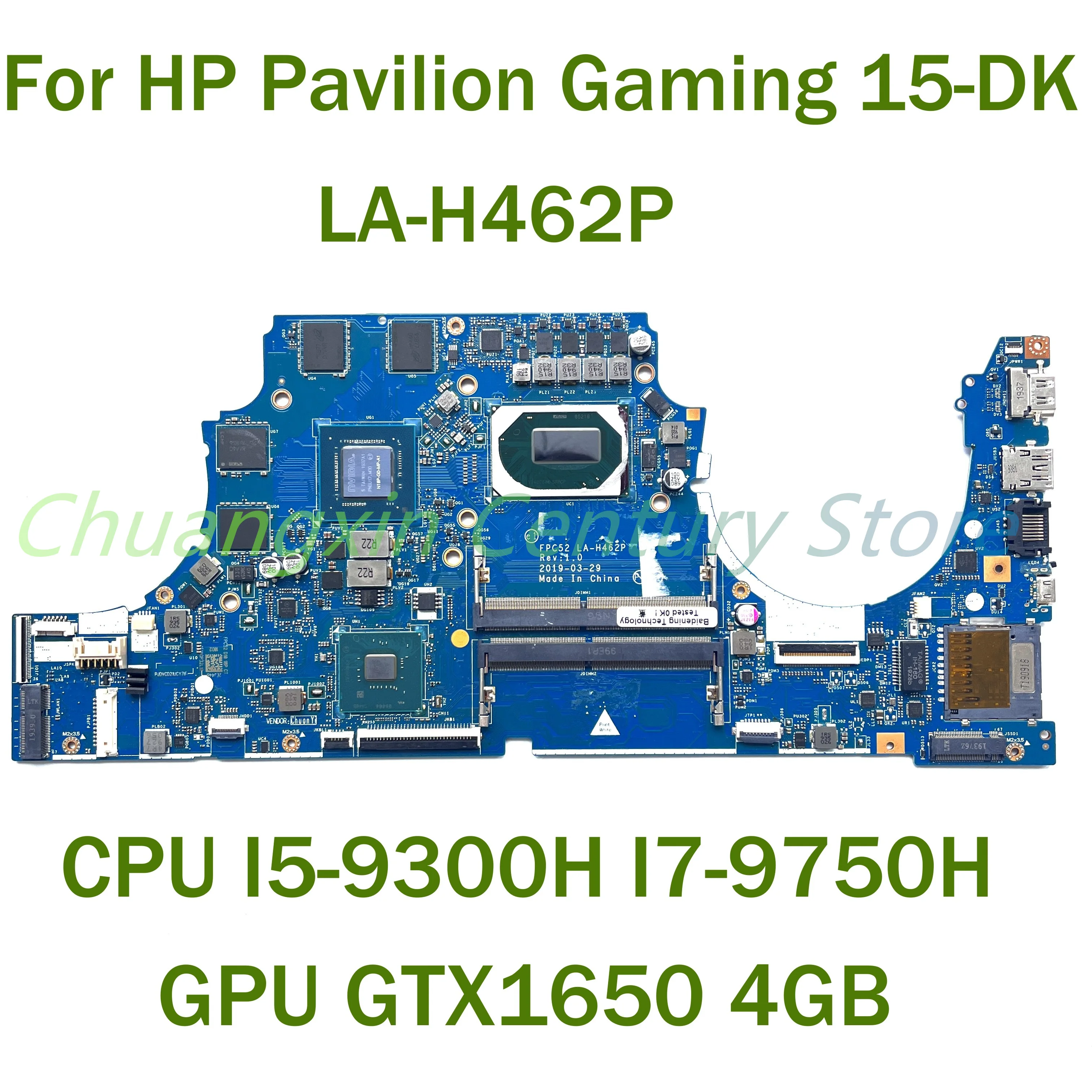 

For HP Pavilion Gaming 15-DK Laptop motherboard LA-H462P with CPU I5-9300H I7-9750H GPU GTX1650 4GB 100% Tested Fully Work