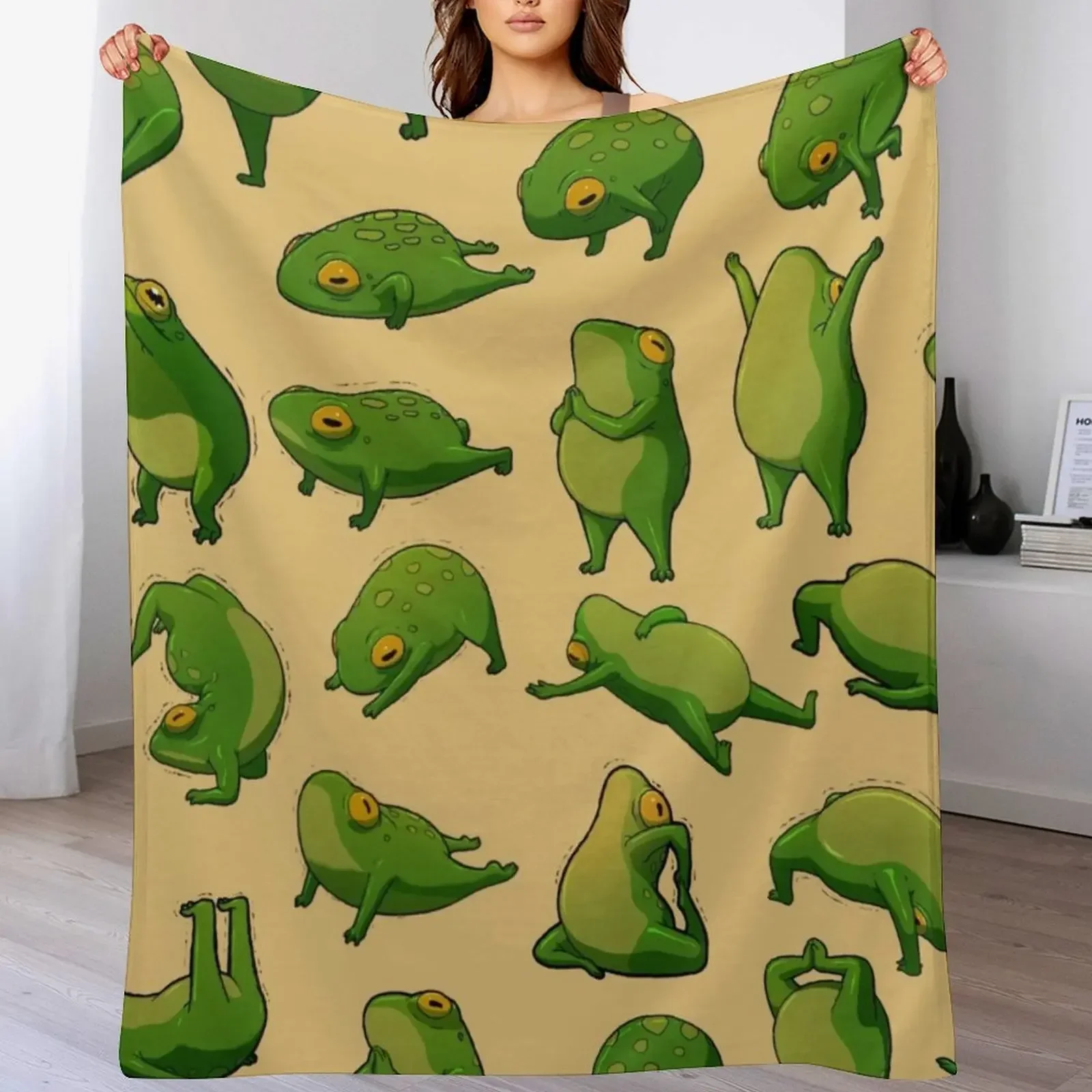 

Yoga Frogs Poster With Text Throw Blanket Hairys for babies Plaid on the sofa Travel Blankets Decorative Sofa Weighted Blankets