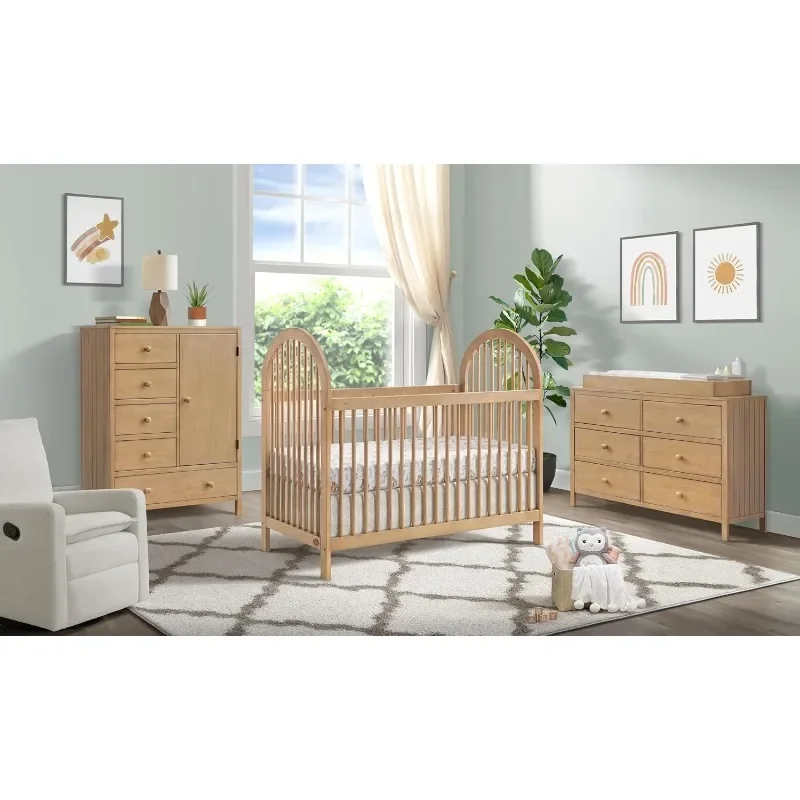 Soho Baby Everlee 3-in-1 Island Crib, Honey Wood