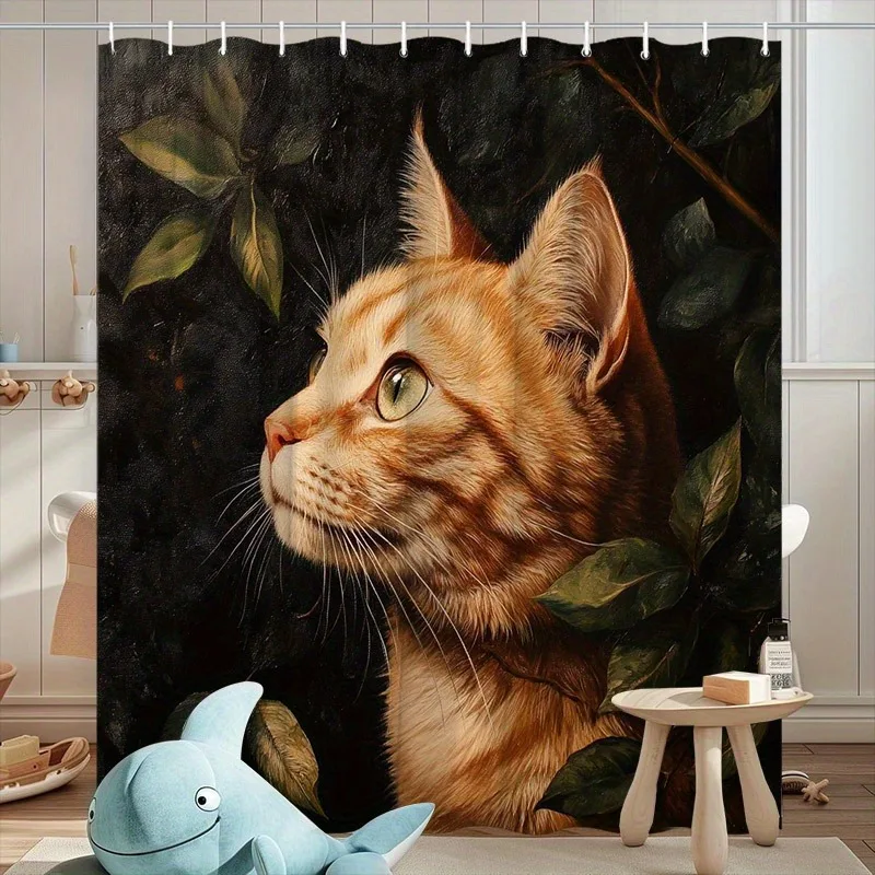 

Занавеска для душа с изображением кота под солнечным светом, моющаяся грязеотталкивающая насадка для душа, водонепроницаемая полиэстеровая занавеска для ванны для домашнего декора