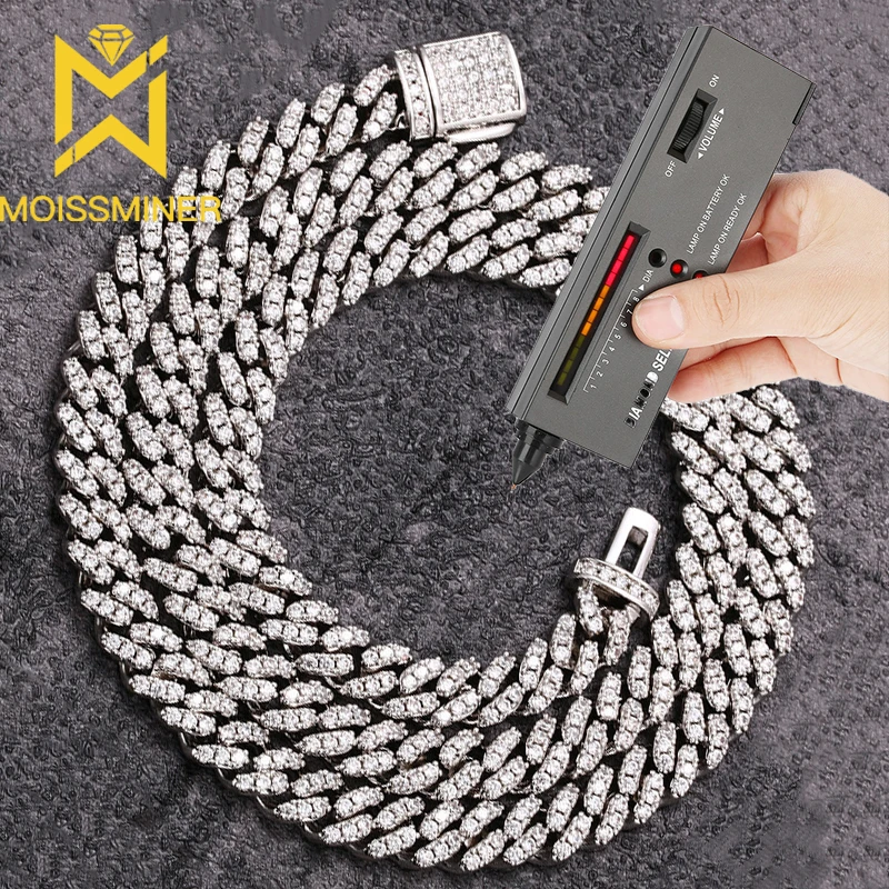 6mm Moissanite Cuban Link Chain S925 Silver Miami Chain Necklace Real Diamond Jewelry For Men Women High-End Jewelry