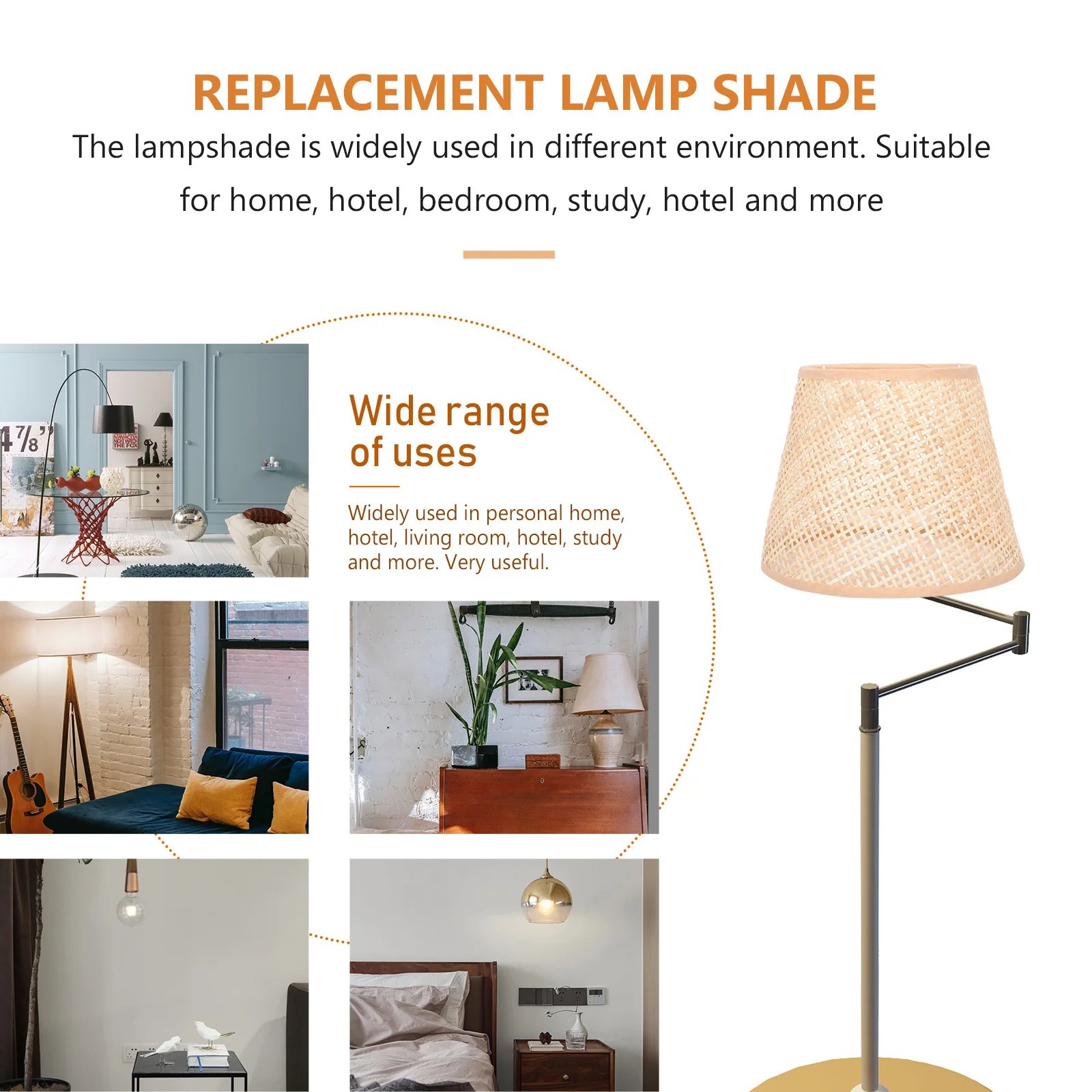 الروطان المنسوجة عاكس الضوء بسيط الجدول غطاء المصباح استبدال غطاء مصباح لينة ضوء سطح المكتب السرير غطاء خفيف المنسوجة عاكس الضوء #5