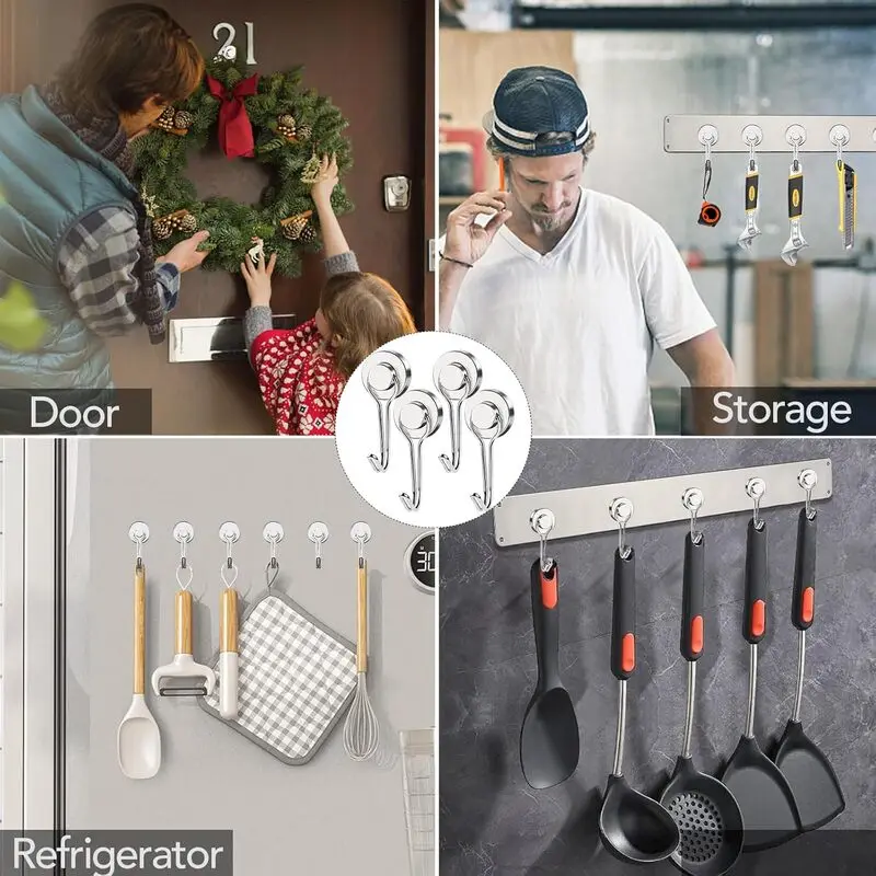 خطاف مغناطيسي متأرجح دوار قوي من SNG للتعليق، خطافات مغناطيسية نيوديميوم شديدة التحمل للرحلات البحرية والمطبخ والتخييم والباب والخزانة #3