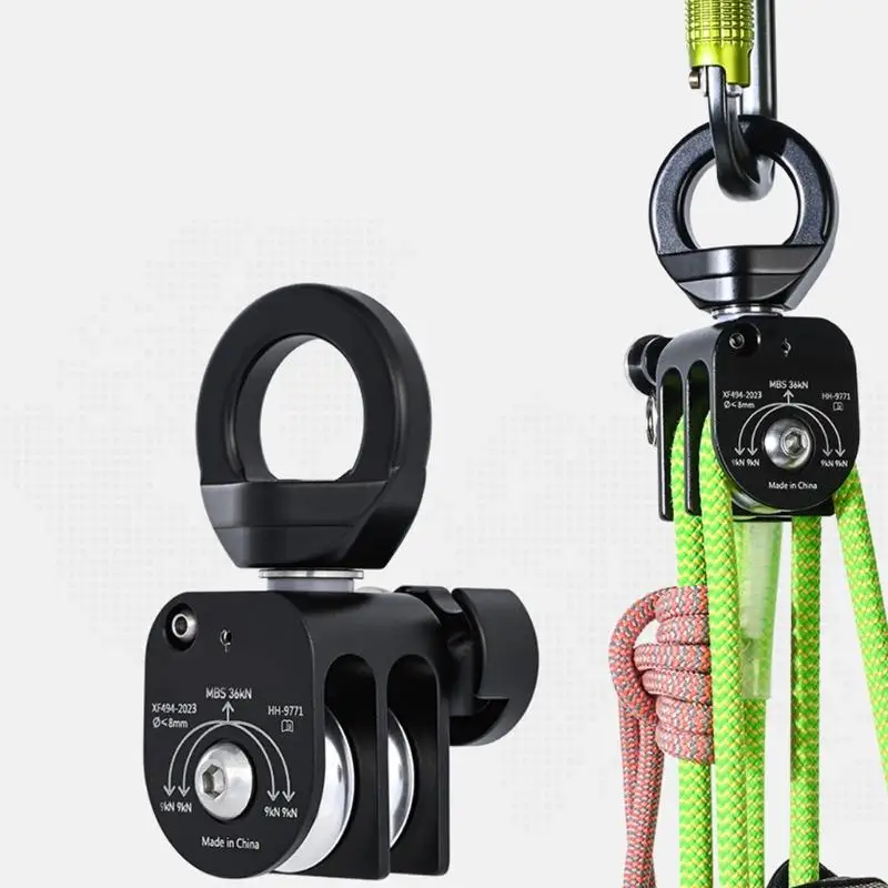 652F سبائك الألومنيوم مجموعة حبل نايلون بكرة مزدوجة لتسلق الجبال دائم