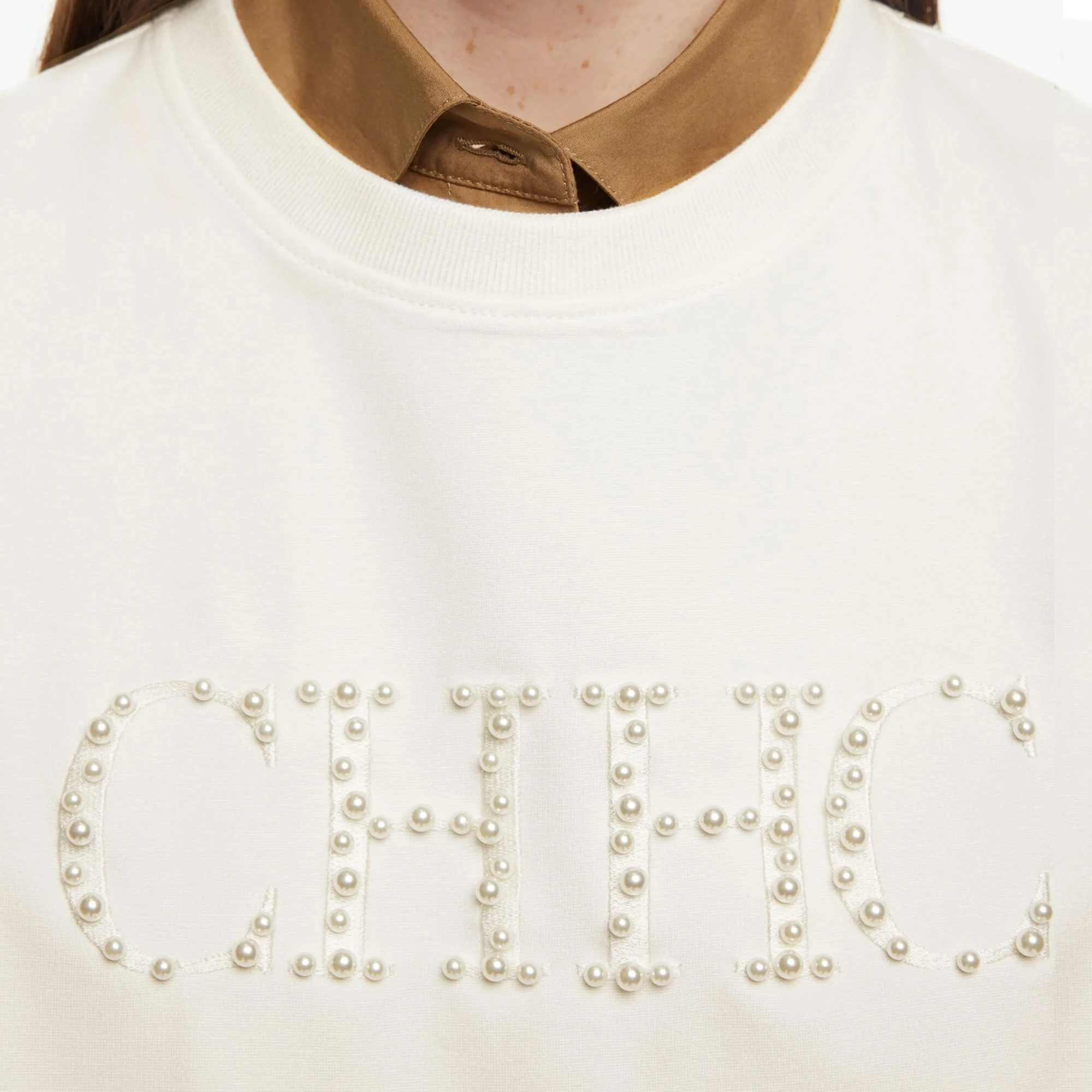 CHCH – sweat à capuche pour femmes, haut Simple brodé de perles, Beige, ample, manches longues, nouvelle collection 2024