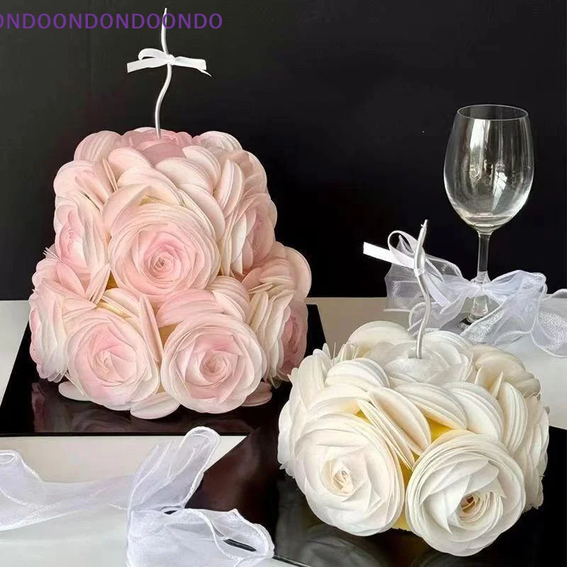 Rose Ball Wafer Paper Round Plate With Cutter For Cake Decoration Mothers Day Gift LOVE Theme Kitchen Accessories