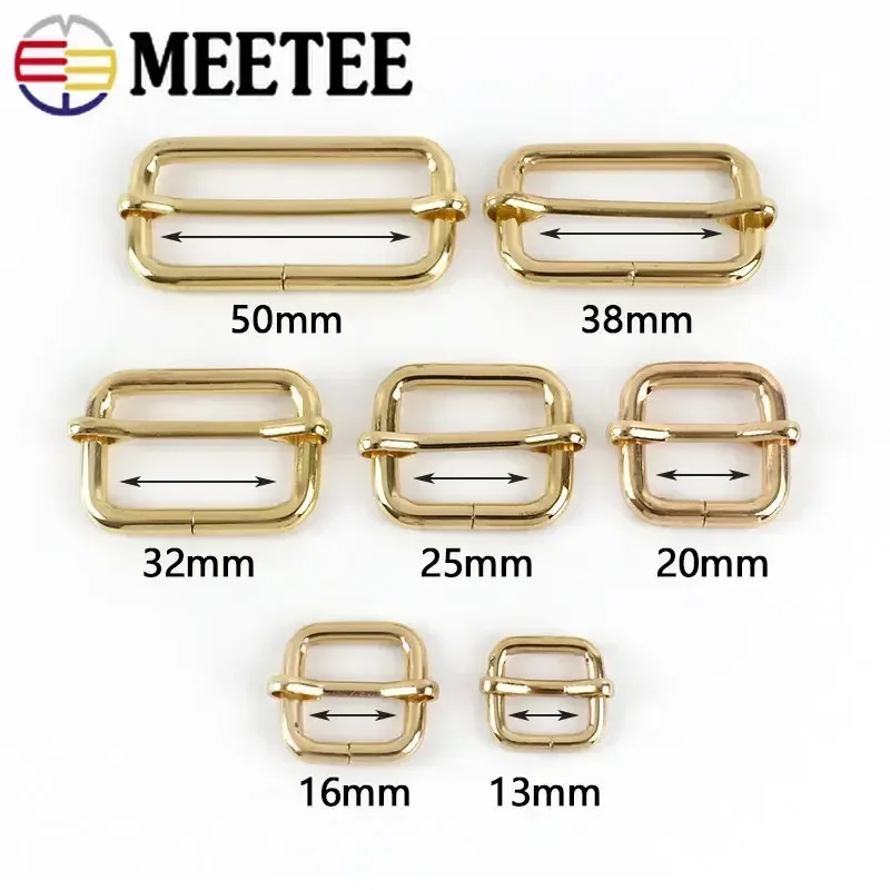Meetee 5 sztuk 13-50mm metalowa klamra ze sprzączką Tri-glides suwak regulator zapięcie pasek do torby pierścień klamry pasek hak do taśmy DIY