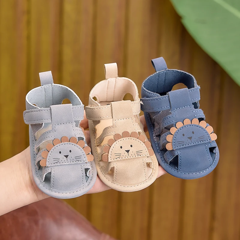 Baby Sandals 0-1 Years Old, Summer Soft-Soled Non-Slip Toddler Shoes, 0-6-12 Months, Closed-Toe Anti-Collision Sandals for Baby Boys
