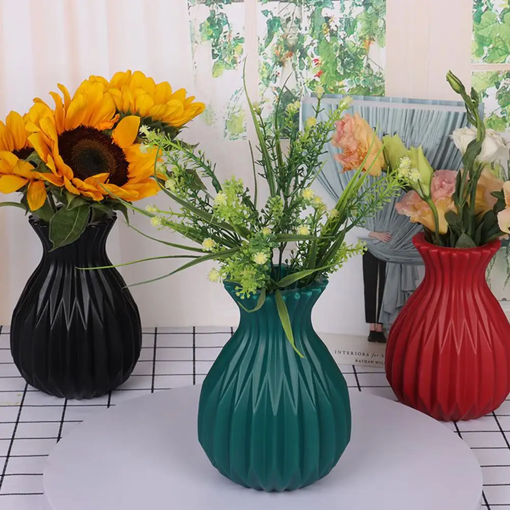 Ins Morandi Plastic Vase Pineapple Pattern Flower Bottles Home Living Room Decoration Ornaments Hydroponics Flower Vase