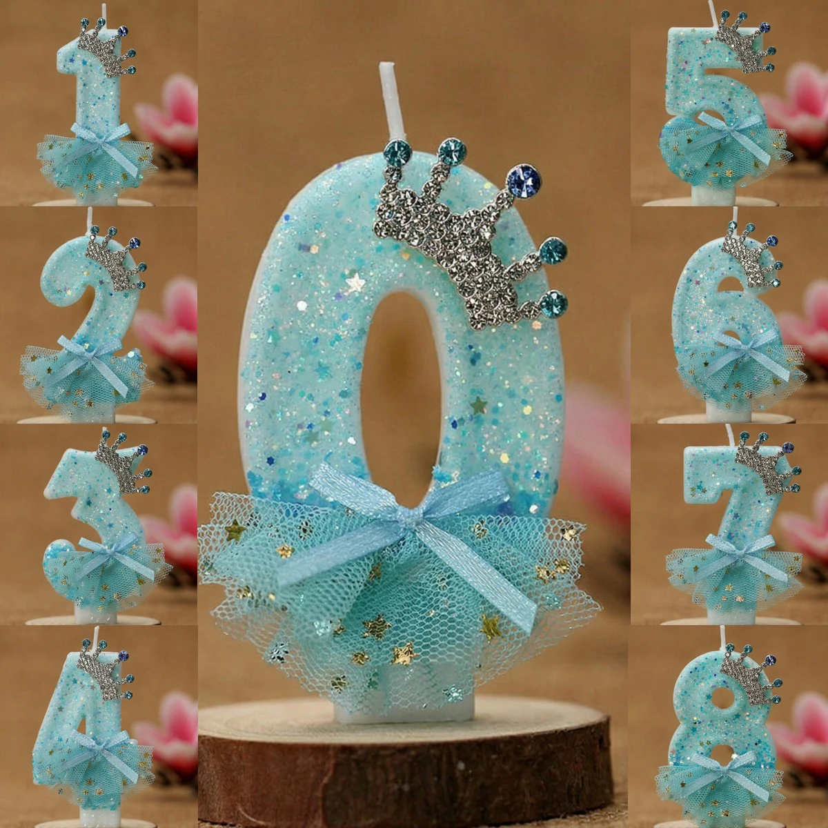 Pink/Blue Crown Skirt Birthday Digital Candle - Cute Girl Party Cake Decoration DIY Handmade Candle Supplies