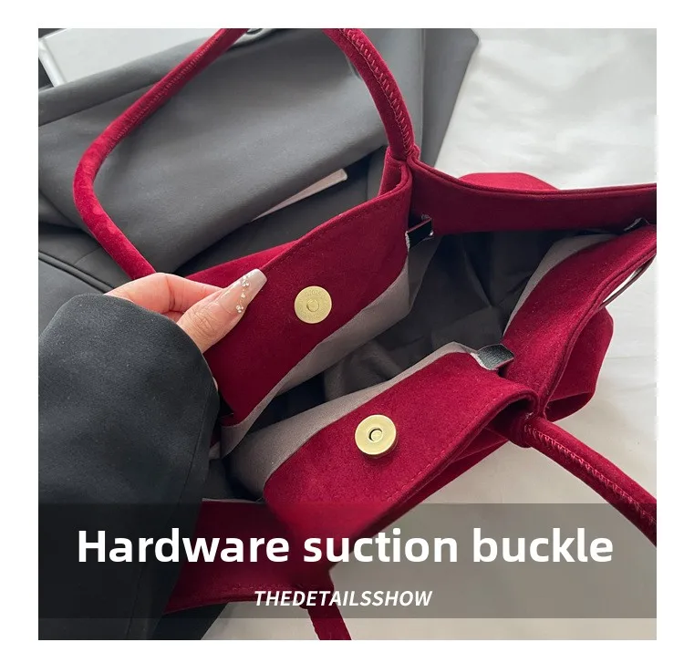 Frauen Faux Wildleder Schulter Tasche Casual Tote Handtasche Unterarm Eimer Geldbörse Herbst Täglichen Mode Luxus Tasche Guangzhou Hohe Qualität Tasche – Detail 6