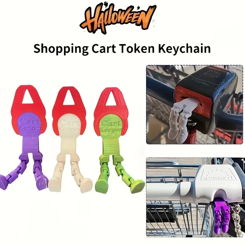 Porte-clés créatif pour panier de courses, outil de déverrouillage et jeton de chariot. Plastique durable, design mignon et portable. Grande idée cadeau.