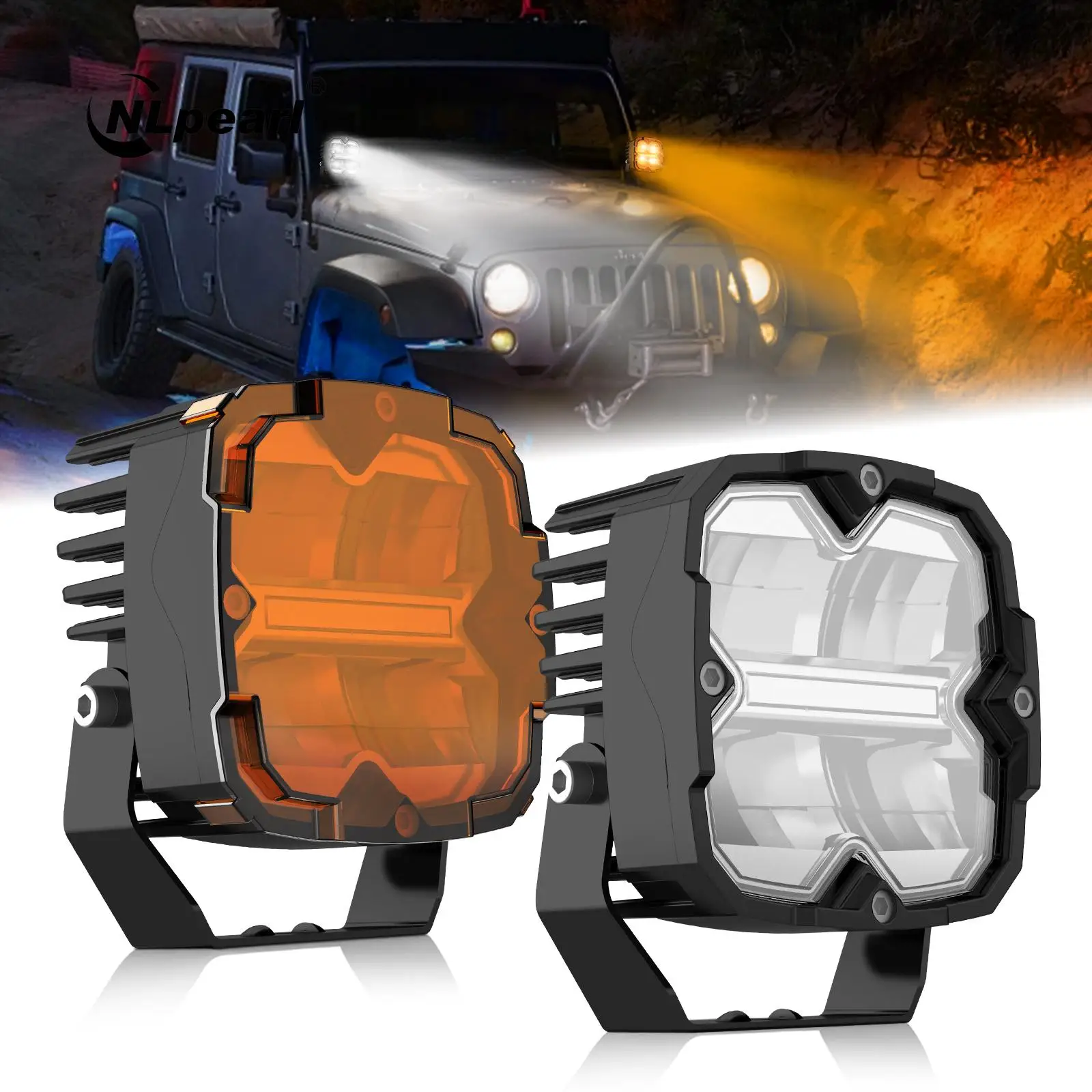 2pcs 5 Inch Square LED Work Light  LED Car Fog Lights Spotlight Super Bright for Motorcycle Driving Lights ATV Truck 12V 24V