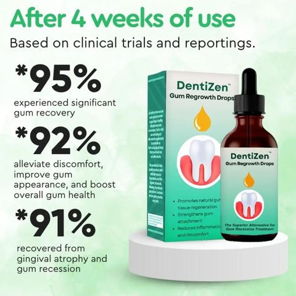 Dentizen Gum Regrowth Drops, Tratamento da dor na gengiva periodontal bucal, mau hálito, antibactérias, limpeza oral, novo, 30ml