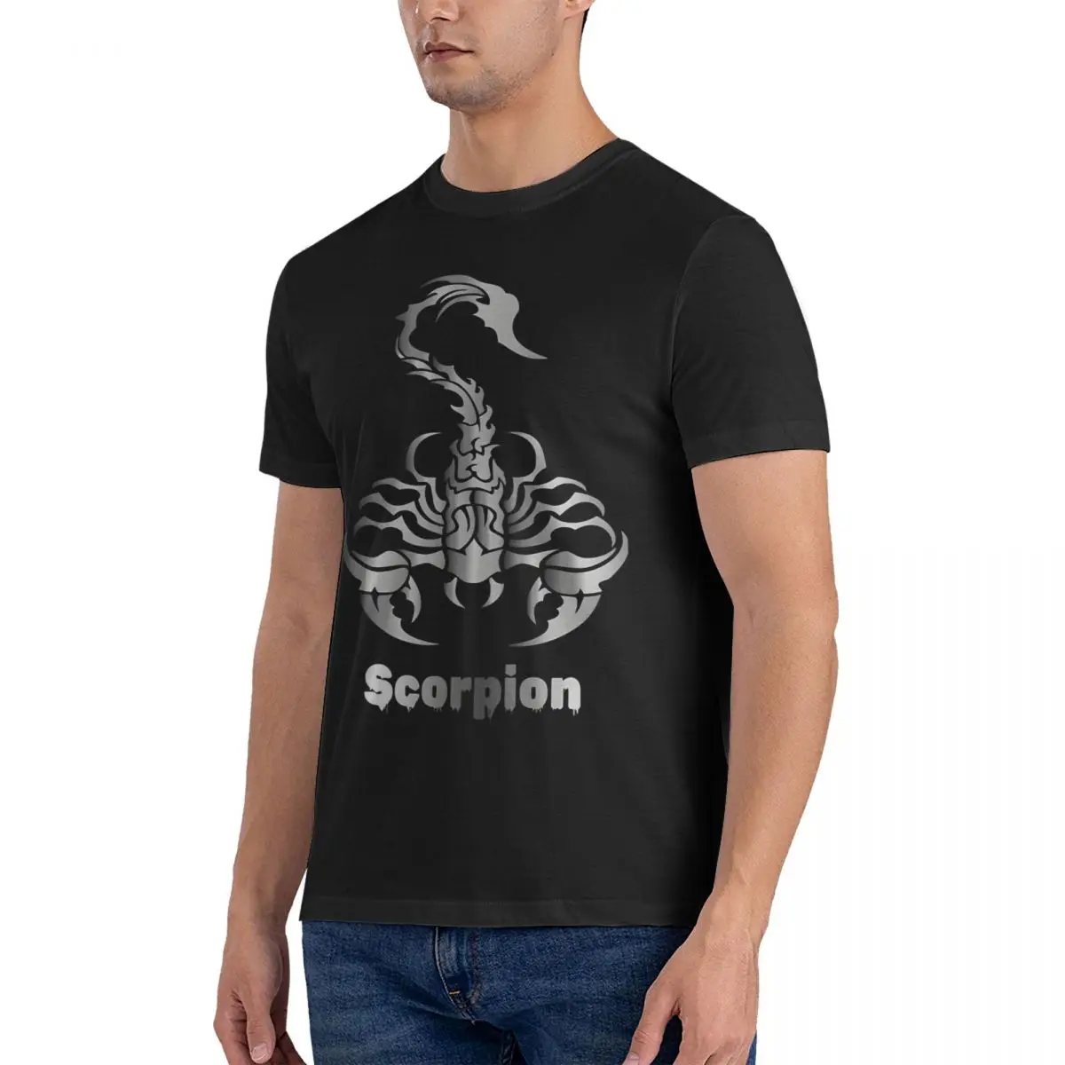 Men Tribal Scorpion T Shirts S-Scorpions 100% Cotton Clothes Hipster Short Sleeve O Neck Tee Shirt Adult T-Shirt