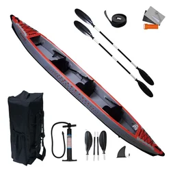 15.9' Inflatable Kayak Set 2+1 Person 0.9mm PVC 25PSI Drop Stitch 485CM Triple Kayak Boats Gonflable Adults for Lakes and Rivers