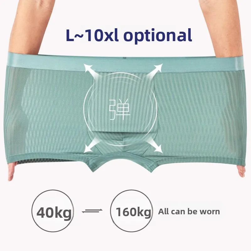 حجم كبير رجل شبكة الحرير الجليد تنفس الملاكم ملخصات فضفاضة تناسب عالية الخصر الملابس الداخلية كبيرة الحجم الدهون الرجال ملابس مريحة