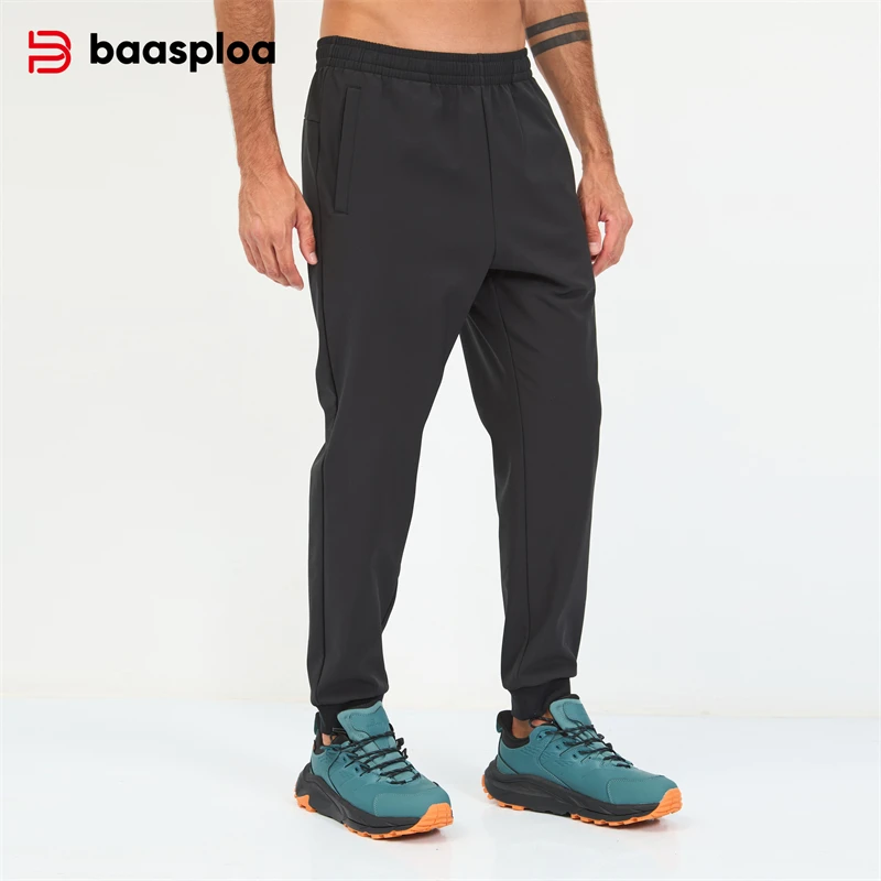 

Baasploa Men Sport Pants Autumn Winter Velvet Casual Trousers Jogger Pants Plush Warm Woven Sweatpants Male Solid Zipper Pocket