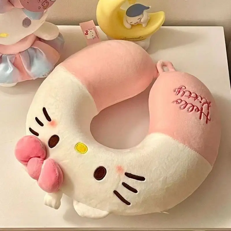 Sanrio Anime Figuret Hello Kitty Cute U-Shaped Pillow Neck Pillow Portable Sleep Aid Pillow Cute Pp Cotton Give Gifts To Girls