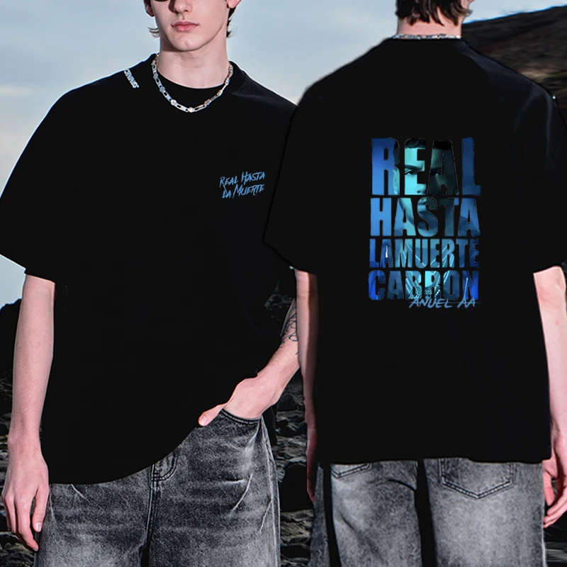 

Anuel AA Tour 2025 Fashion Double Sided printed short sleeve T-shirts Men Women High Street Casual Cotton Oversized clothing