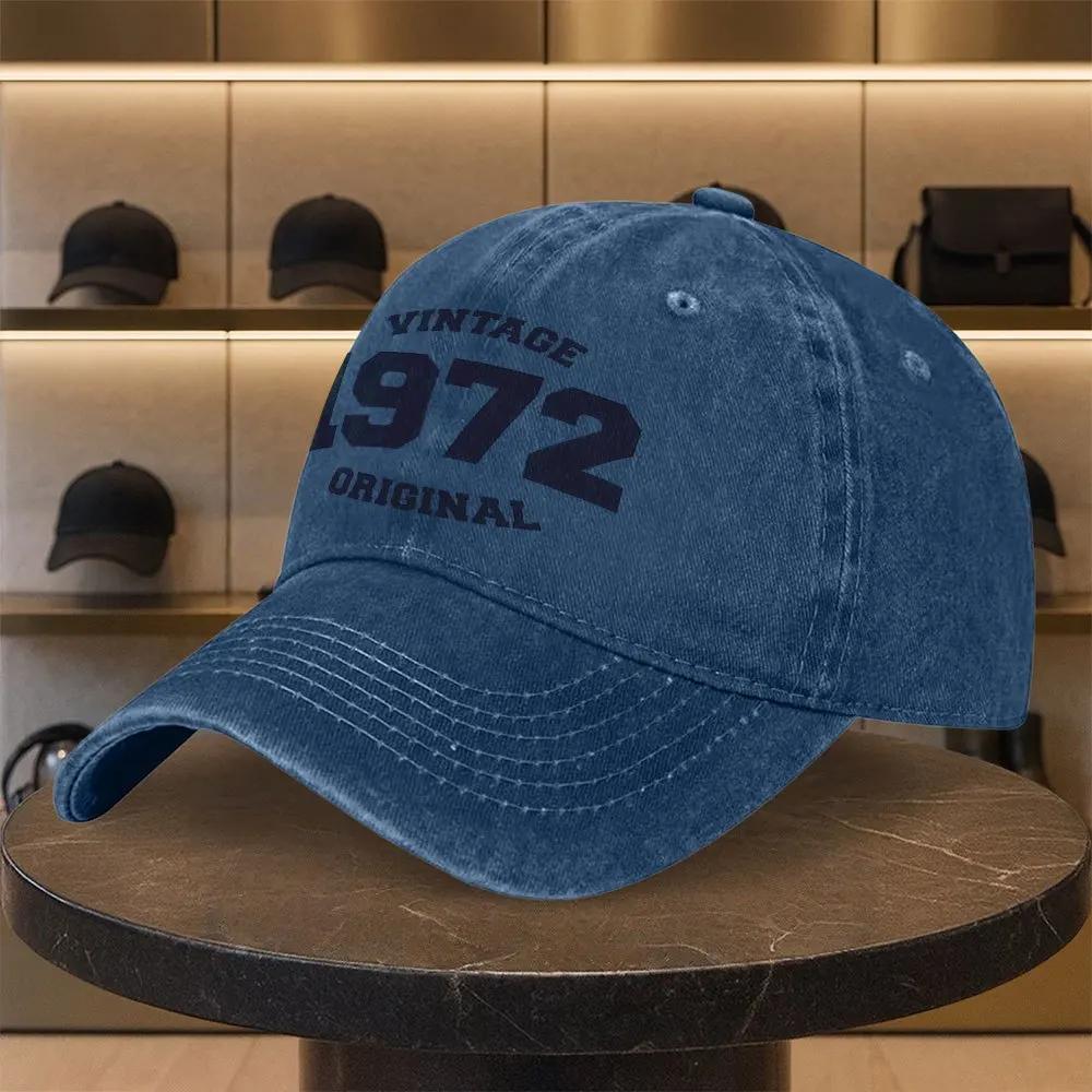 1 Casual Fashion 1972 Vintage Digital Print Washed Baseball Cap Premium Versatile Outdoor Additions Unisex Peaked Cap Fashion Tr