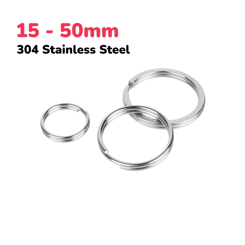 304 Stainless Steel Key Ring Connector Findings for DIY Keychain Making Douple Loop Circle Bezel Accessories