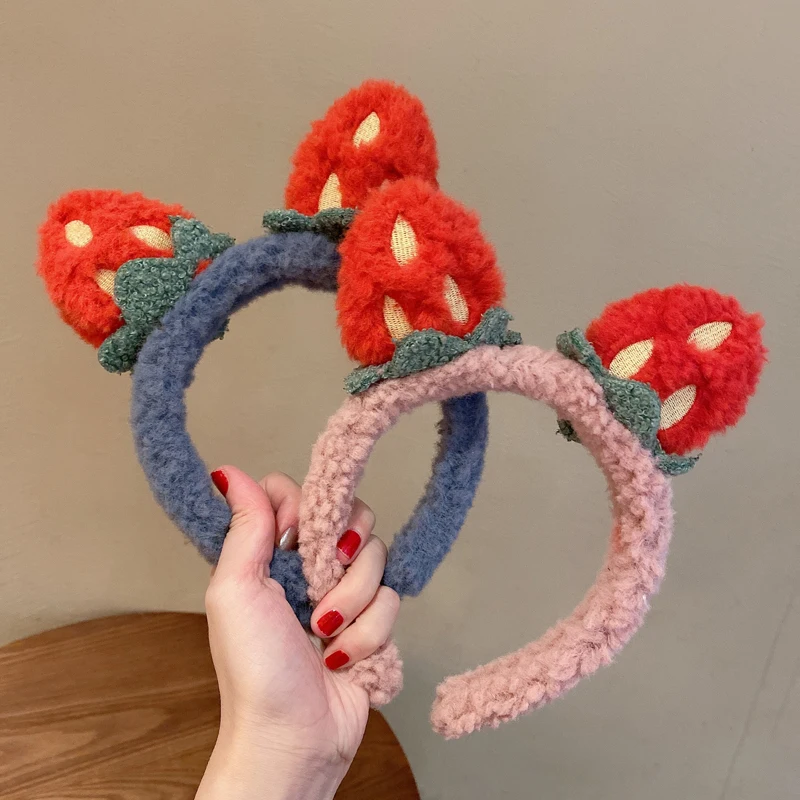 Korean version of cute three-dimensional red strawberry headband, sweet forest headband, face wash, makeup, hair tie, headband