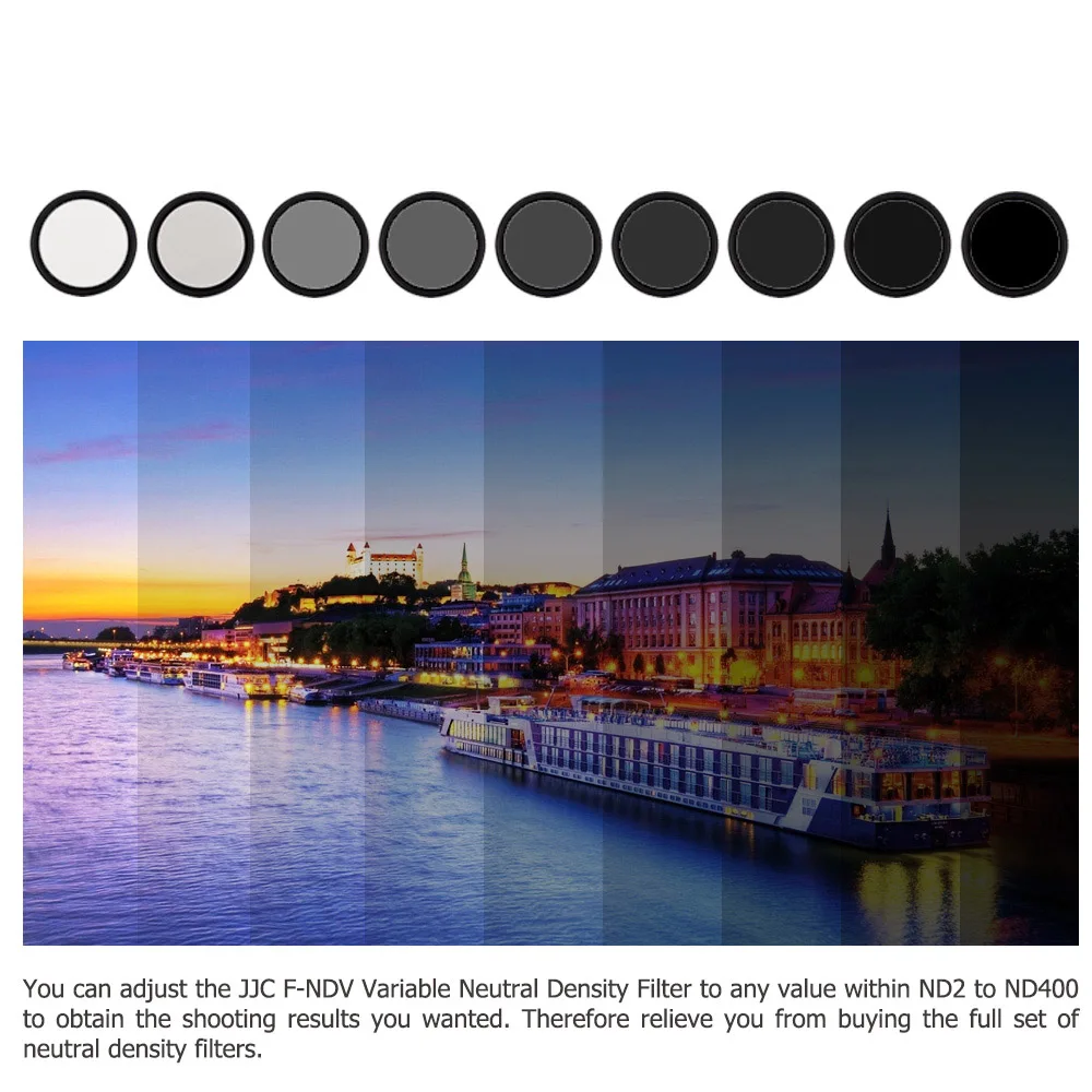 ND Filter-filtro de lente ajustable de densidad neutra, accesorios de fotografía de 49mm, 55mm, 58mm, 67mm, 77mm y 82mm, ND2-400 Variable
