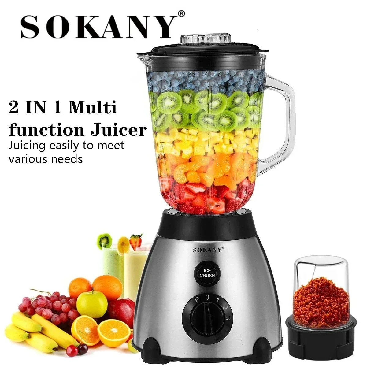 Houselin Professional Blender Blender and Food Processor Combo for Smoothies, Shakes, with Coffee Bean Grinder Function