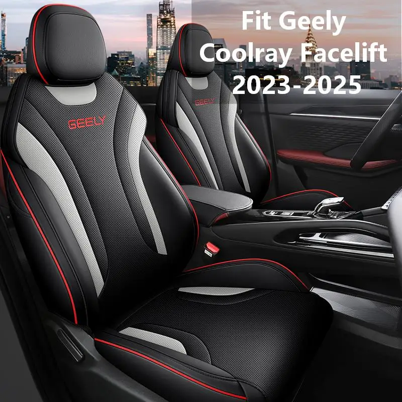 5 Seats Full Surround Leather Car Seat Covers Fit Geely Coolray Facelift 2023-2025 Waterproof Anti-slip Auto Seat Protector