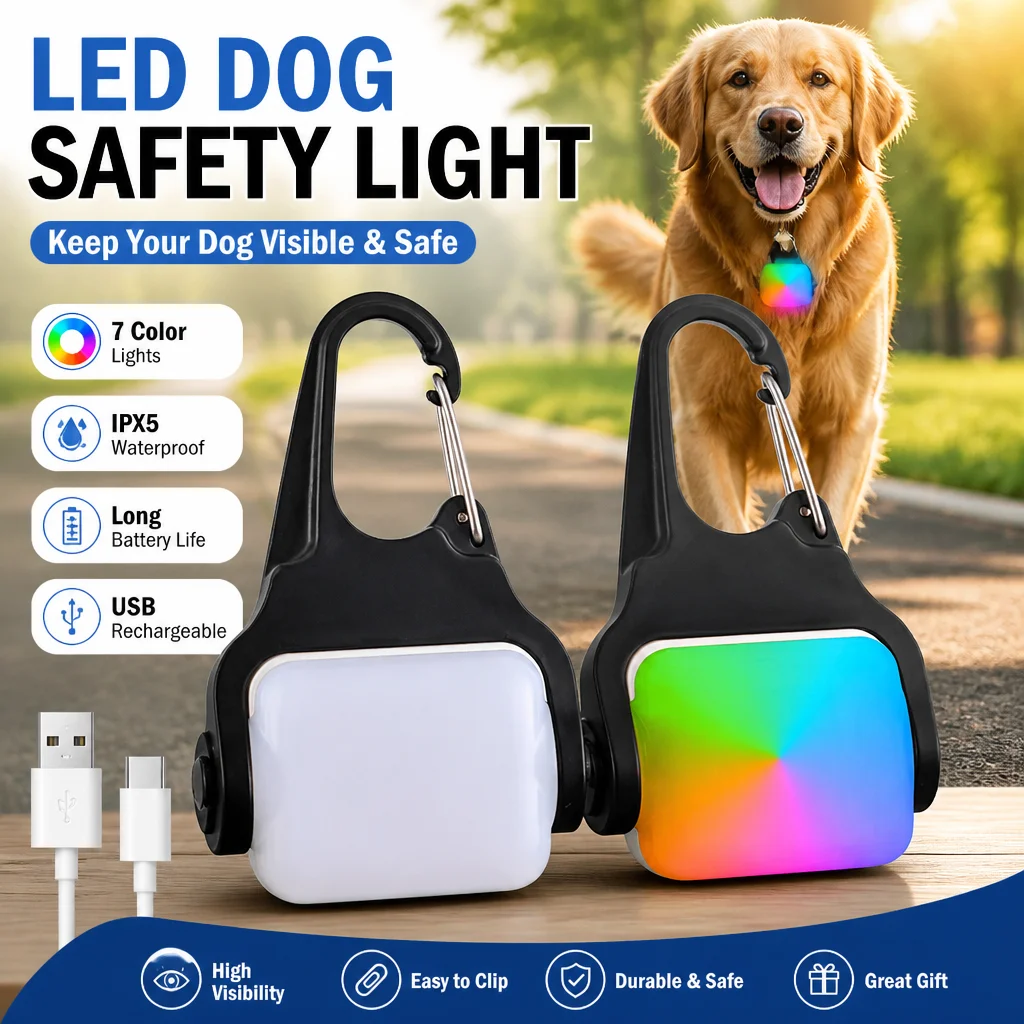Tech Dog Accessories - Светодиодный фонарь для безопасности собак, USB-перезаряжаемый,