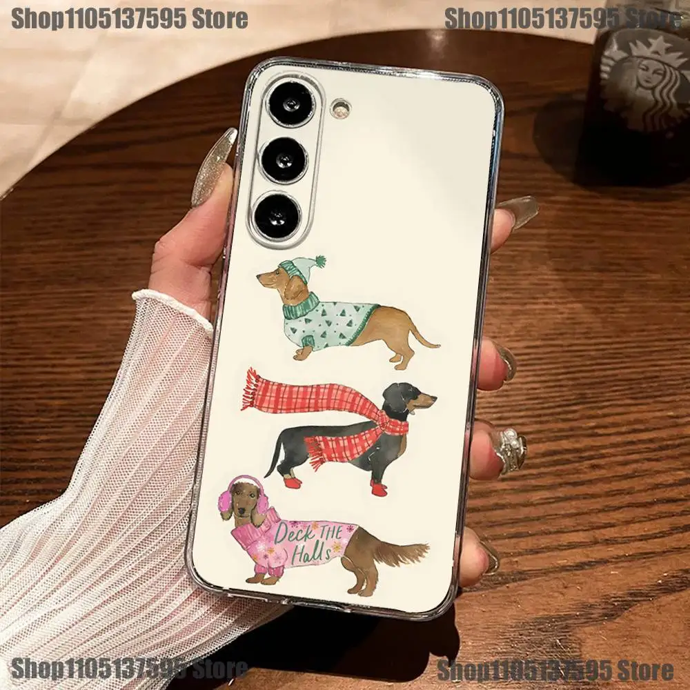 Dachshund Sausage Dog Puppy Phone Case For Samsung S30,23,21,22,20, FE lite,S10,9,8,7 PIus Note20ultra Soft Transparent