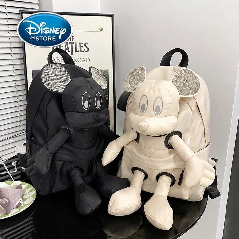 

Disney Solid color Mickey Doll Backpack Fashion Ladies Travel Bag Large Capacity Nylon Women Crossbody Backpacks