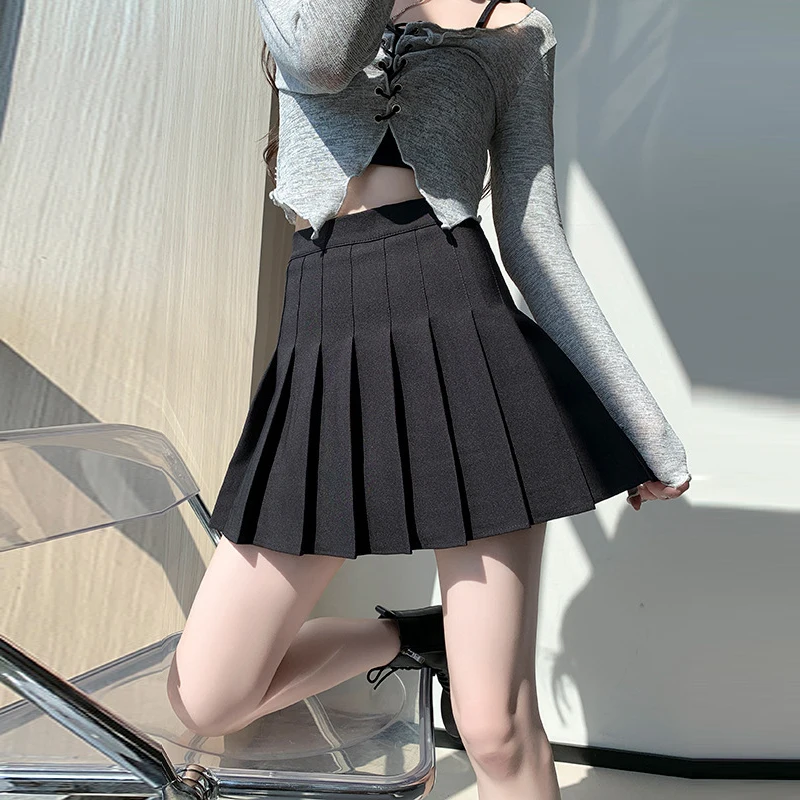 

Summer New Women's Pleated Skirt Fake Two-piece Skirt Safety Pants Anti-exposure High Waist Slim A- Line Skirt JK Skirt Girl Y2K