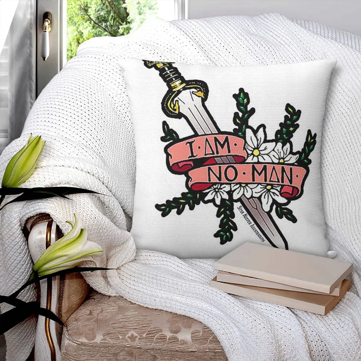 I Am No Man Square Pillowcase Pillow Cover Polyester Cushion Zip Decorative Comfort Throw Pillow for Home Car