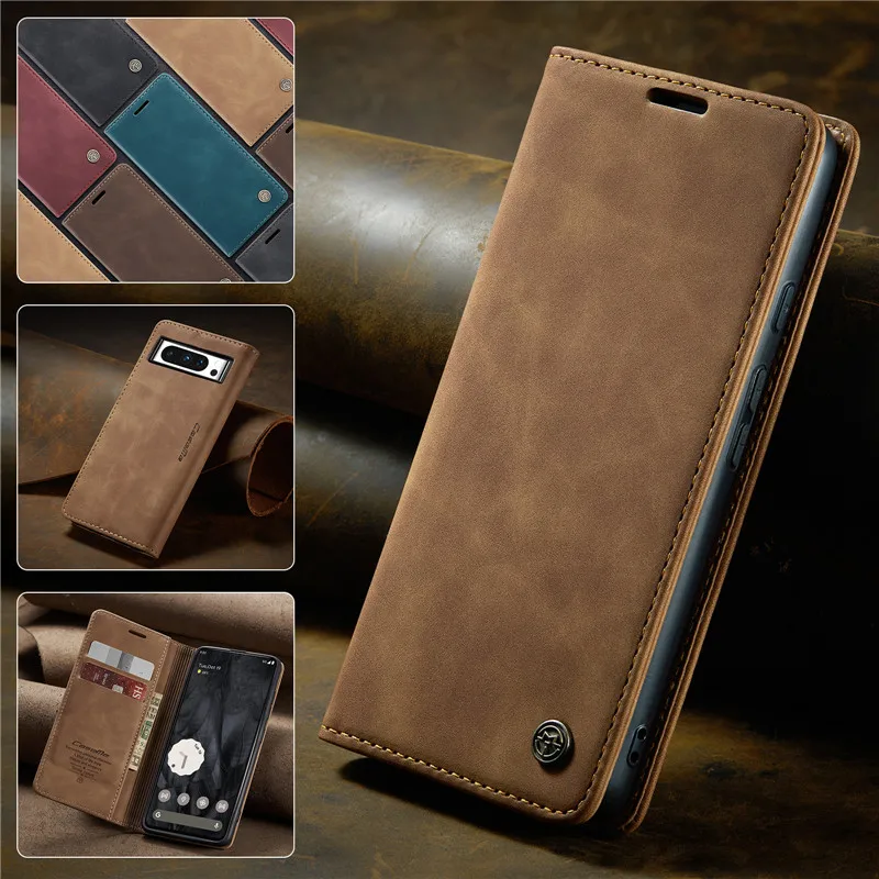 CaseMe High Quality Retro Magnetic Flip Leather Case for Google Pixel 9 Pro XL 7 6 Pro Wallet Card Cover Pixel 8A 7A Phone Coque