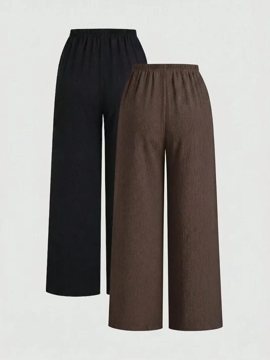 Ladies' Best-Selling Textured Casual Pants, Stretch Waistband Drawstring Wide-Leg Pants, Summer Loose Casual Everyday Straight-L