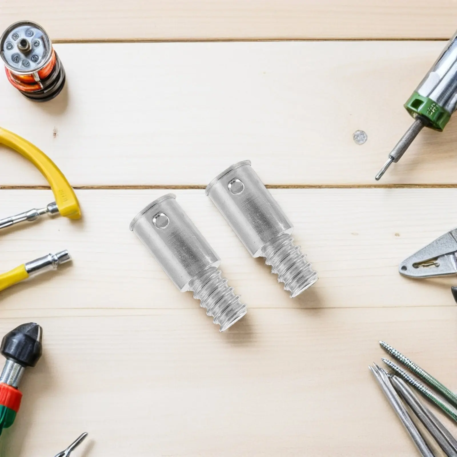 2Pcs Sturdy Threaded Tip for Broom Handle 25Mm Diameter Stainless Steel Connector Compatible with Push Broom Mop Telescopic Pole