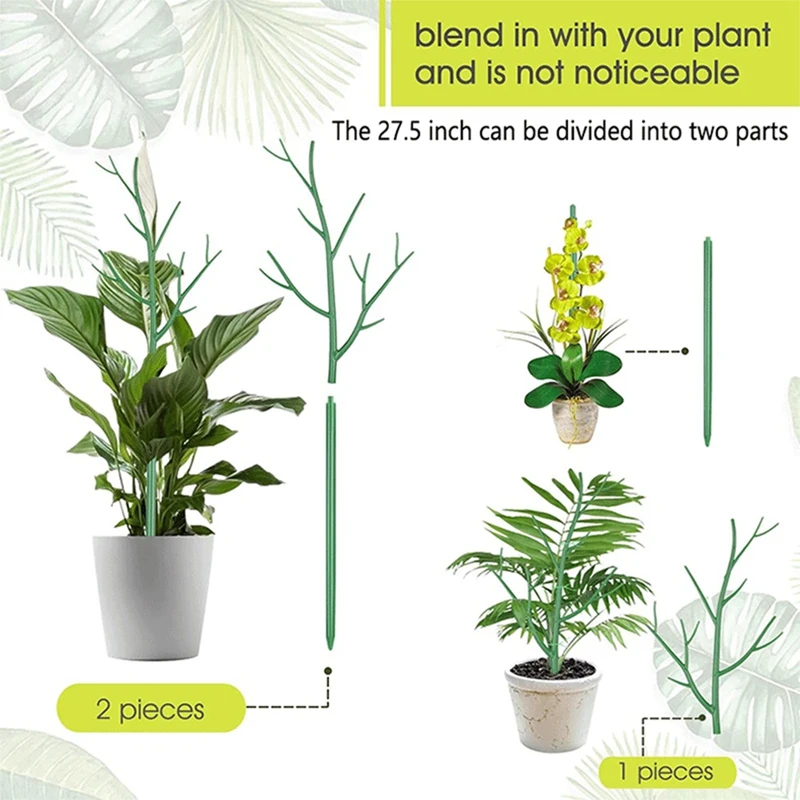 6Pack Detachable Twig Plant Support Stakes Set, Blends In To Plant, Branch Plant Sticks With Orchid