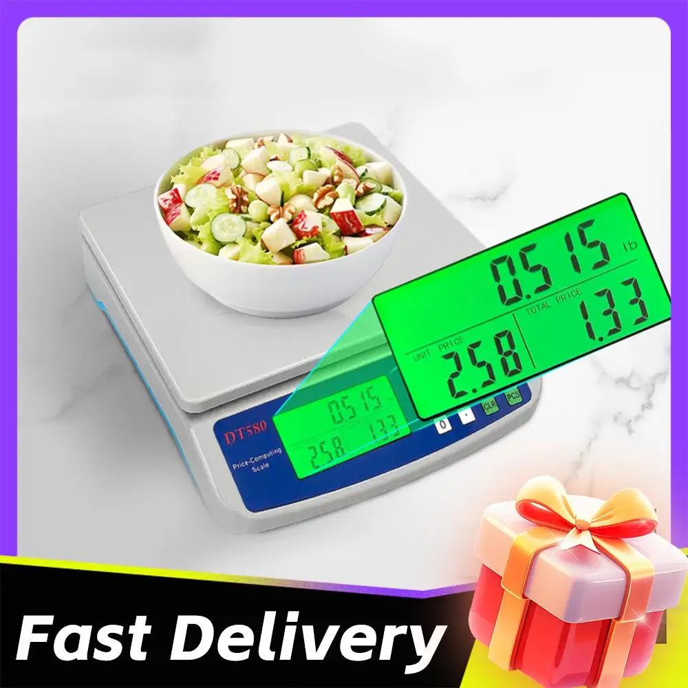 

30kg/1g Large Digital Kitchen Scale with Tare Function Commercial Food Scale Stainless Steel Counting Scale for Meat Vegetables