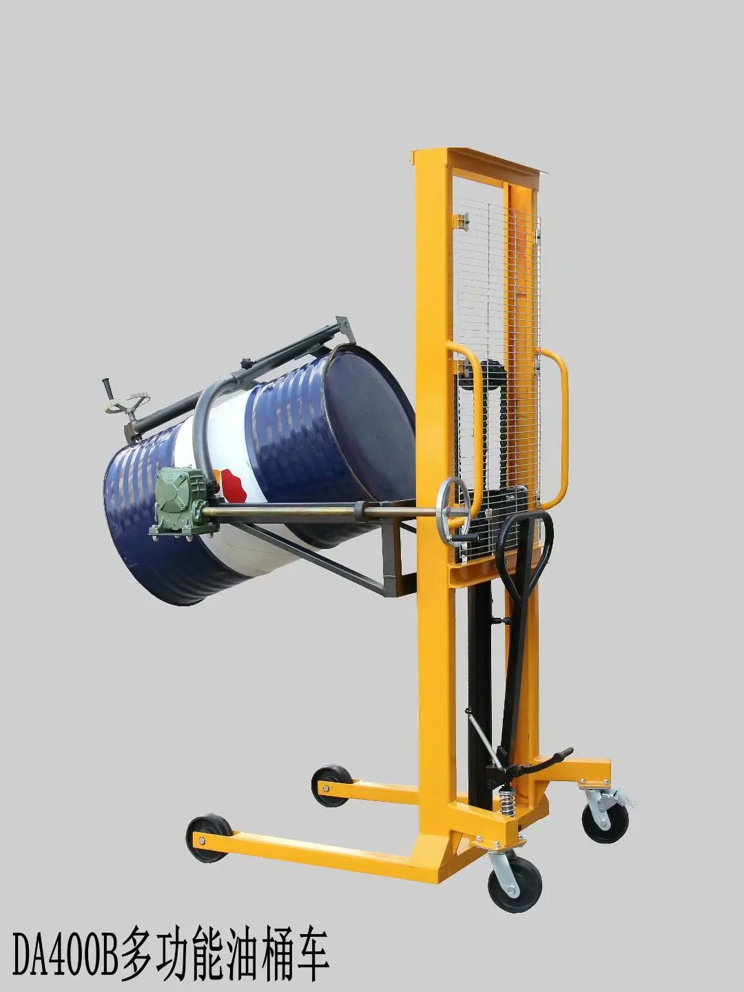 Tilting manual oil drum unloading truck, hoop type hydraulic oil drum loading and unloading truck