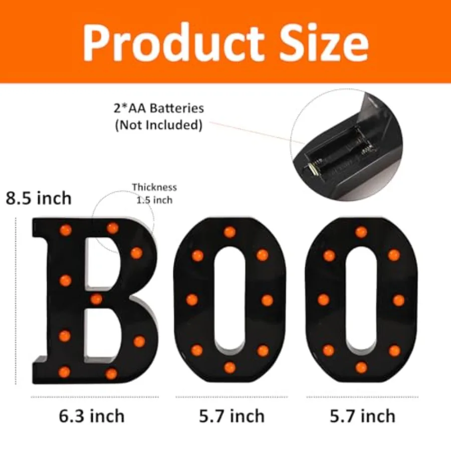 Boo Letters Product Information.