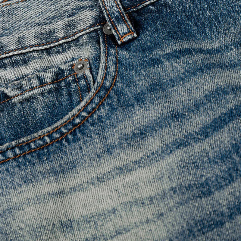 بنطال جينز رجالي للربيع والخريف عصري أمريكي كلاسيكي فضفاض غير رسمي مصنوع يدويًا، مغسول، مستقيم الساق من قماش الدنيم #5