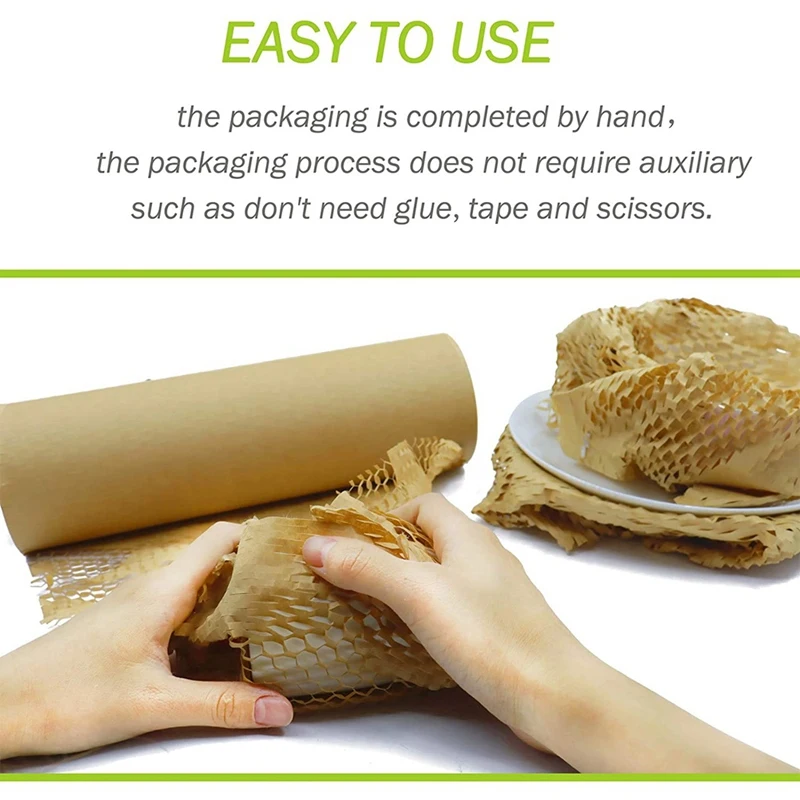 1 Roll Filling Materials Honeycomb Liner Paper Rolls Kraft Paper For Packaging Delicate And Fragile Items(38Cm X 50M)