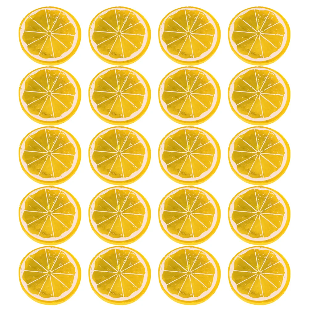 

20 Pcs Decorations Imitation Lemon Slice Fruit Lemonade Stand Supplies Plastic Faux Limes