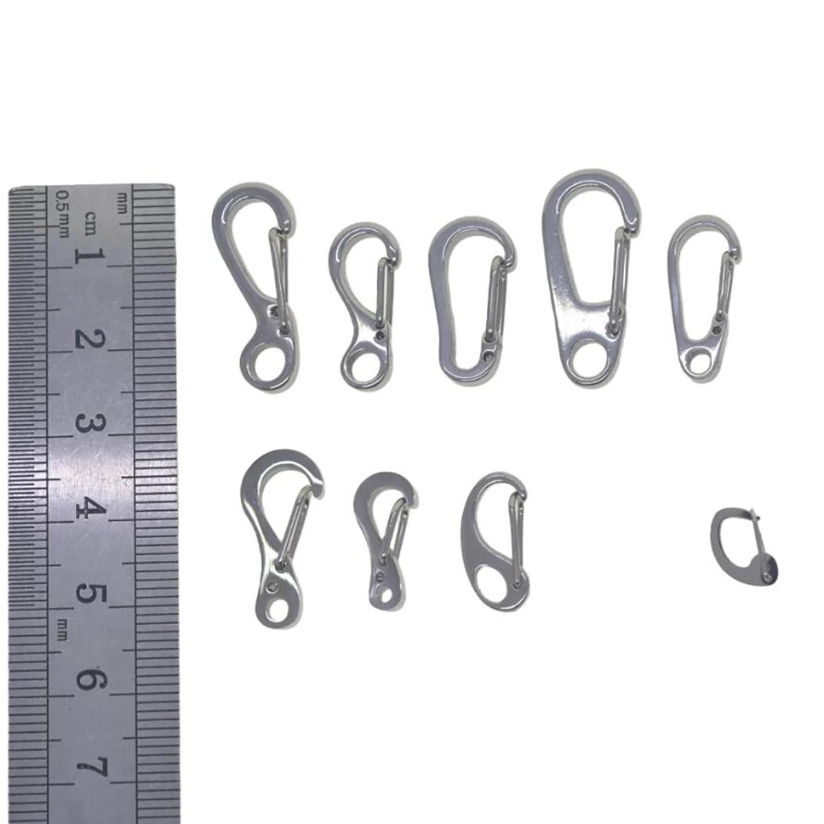 6pcs Mini Stainless Steel Spring Snap Hook Set
