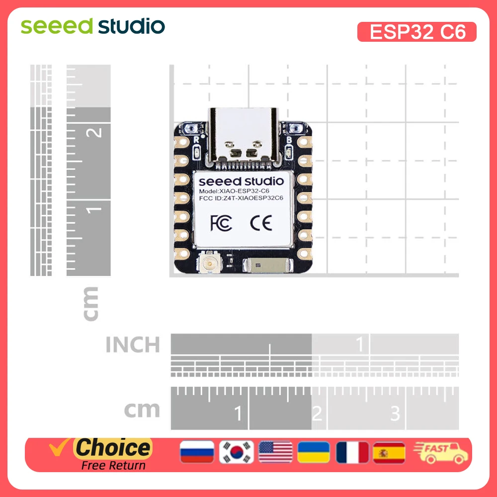 xiao-esp32-c6-mini-wifi-6-e-ble-50-placa-de-desenvolvimento-para-arduino-iot-zigbee-rosca-casa-inteligente-aiot--compacto-e-baixa-potencia