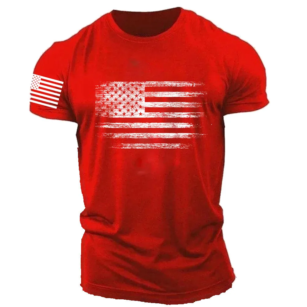 2024 جديد رياضة تي شيرت للرجال ثلاثية الأبعاد طباعة الولايات المتحدة الأمريكية العلم تي شيرت المتضخم عادية قصيرة الأكمام الصيف ملابس رياضية ملابس للرجال تيز القمم #6