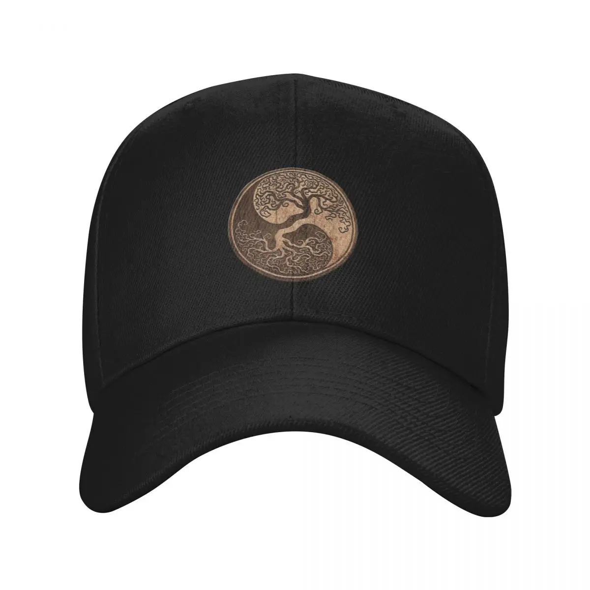 Rough Wood Grain Effect Tree of Life Yin Yang Baseball Cap Beach Visor custom Hat Golf Hat Man Hats For Women Men's