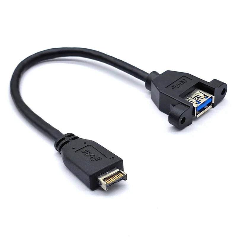 Top-USB 3.2 Gen2 Front Panel Screw Mount Extension Cable 10Gbps 20Pin TYPE-E To USB3.2 TYPE-A Female Connector Extensor